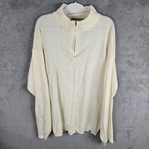 Stacy Adams Mens 3X Cream Cable Knit Quarter Zip Sweater Mock Neck 62123BT‎ NEW